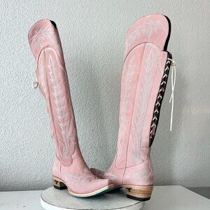 Lane LEXINGTON Over the Knee Pink Cowboy Boots Western Cowgirl Snip Toe Tall 6.5